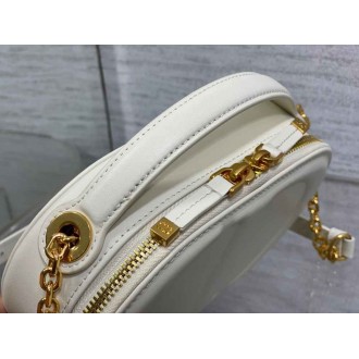 Dior CD Signature Oval Camera Bag in White Calfskin