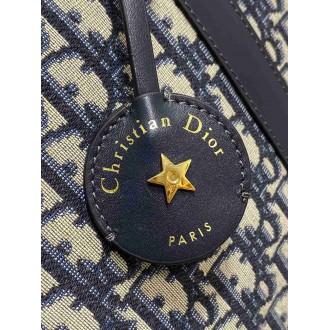 Dior D-Vibe Bowling Large Bag in Blue Oblique Jacquard