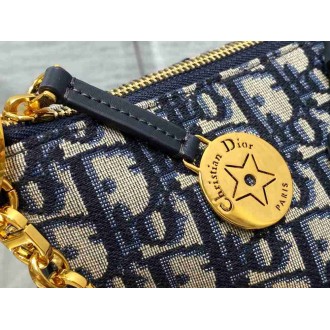 Dior Diorstar Hobo Bag with Chain in Blue Oblique Jacquard