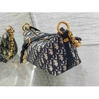 Dior Diorstar Hobo Bag with Chain in Blue Oblique Jacquard