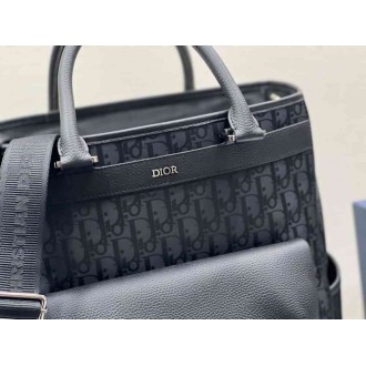 Dior Explorer Tote Bag In Black Dior Oblique Mirage Technical Fabric