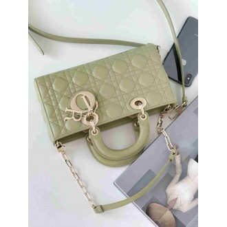 Dior Lady D-Joy Medium Bag In Ethereal Green Cannage Lambskin