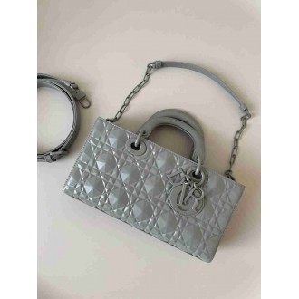 Dior Lady D-Joy Medium Bag In Grey Calfskin with Diamond Motif
