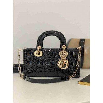 Dior Lady D-Joy Small Bag in Black Patent Calfskin