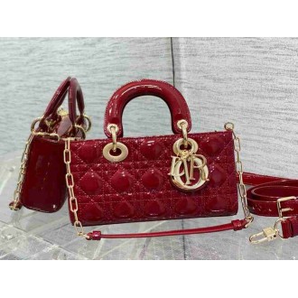 Dior Lady D-Joy Small Bag in Red Patent Calfskin