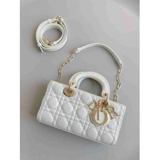 Dior Lady D-Joy Small Bag In White Cannage Lambskin