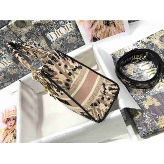 Dior Lady D-Lite Medium Bag In Multicolor Tie Embroidery