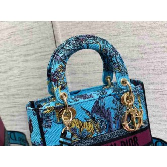 Dior Lady D-Lite Medium Bag In Multicolor Toile de Jouy Voyage Embroidery