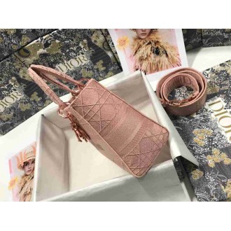 Dior Lady D-Lite Medium Bag In Pink Cannage Embroidered Canvas