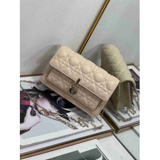 Dior Lady Dior Chain Pouch In Beige Cannage Lambskin