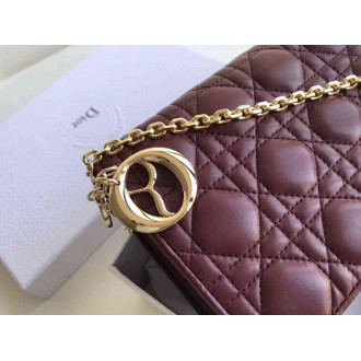Dior Lady Dior Chain Pouch In Bordeaux Cannage Lambskin