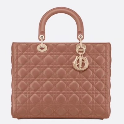 Dior Lady Dior Large Bag In Blush Cannage Lambskin