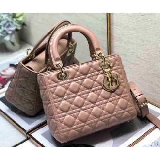 Dior Lady Dior Medium Bag In Blush Cannage Lambskin