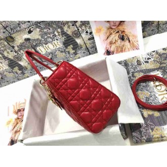 Dior Lady Dior Medium Bag In Red Cannage Lambskin