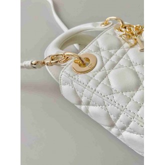 Dior Lady Dior Micro Bag In White Cannage Lambskin