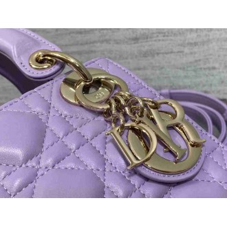 Dior Lady Dior Mini Bag with Chain in Lilas Cannage Lambskin