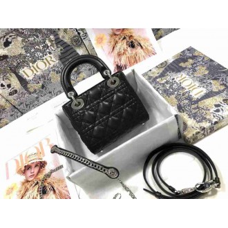Dior Lady Dior Mini Bag with Chain in Noir Cannage Lambskin