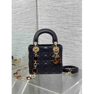 Dior Lady Dior Mini Bag with O-links in Black Cannage Lambskin