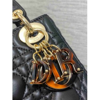 Dior Lady Dior Mini Bag with O-links in Black Cannage Lambskin