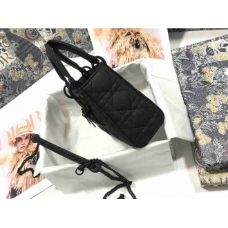 Dior Lady Dior Mini Chain Bag In Black Ultramatte Calfskin