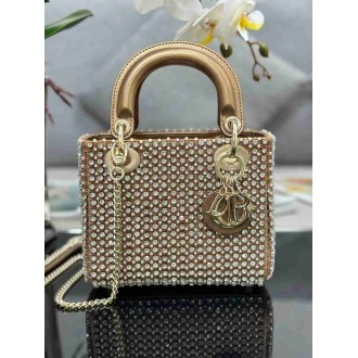 Dior Lady Dior Mini Chain Bag in Square with Strass and Beads