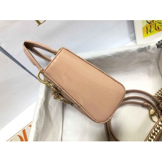 Dior Lady Dior Mini Chain Bag with Chain in Nude Patent Calfskin