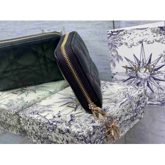 Dior Lady Dior Voyageur Small Coin Purse in Black Lambskin