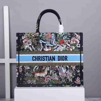 Dior Large Book Tote Bag In Blue D-Constellation Embroidery