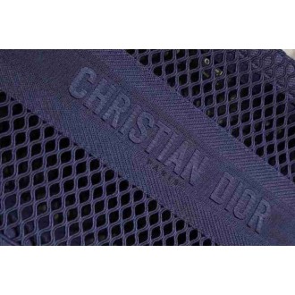Dior Large Book Tote Bag In Blue Mesh Embroidery