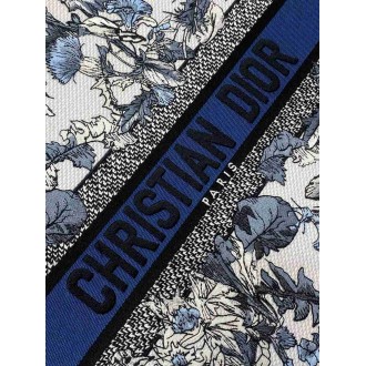 Dior Large Book Tote Bag in Denim Blue Dior Chardons Embroidery