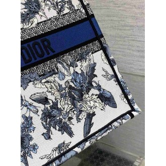 Dior Large Book Tote Bag in Denim Blue Dior Chardons Embroidery