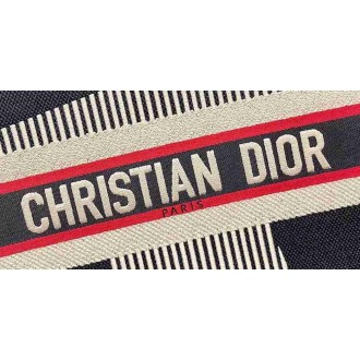 Dior Large Book Tote Bag In DiorAlps Blue Three-Tone Embroidery