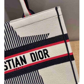 Dior Large Book Tote Bag In DiorAlps White Three-Tone Embroidery