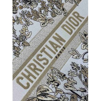 Dior Large Book Tote Bag in Gold-Tone Millefiori Unicorn Embroidery