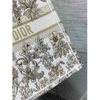 Dior Large Book Tote Bag in Gold-Tone Millefiori Unicorn Embroidery