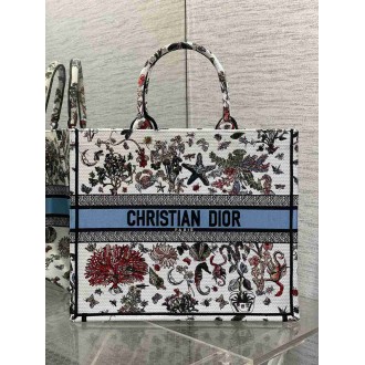 Dior Large Book Tote Bag in Multicolor Cabinet de Curiosites Embroidery