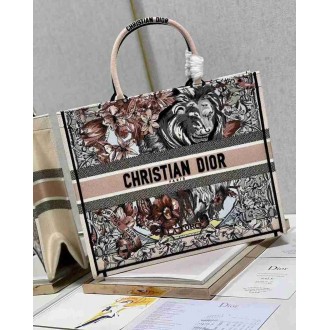 Dior Large Book Tote Bag In Multicolor La Force Embroidery