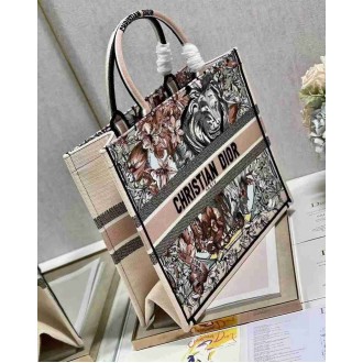 Dior Large Book Tote Bag In Multicolor La Force Embroidery