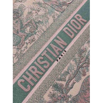 Dior Large Book Tote Bag in Pink and Gray Toile de Jouy Sauvage Embroidery