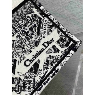 Dior Large Book Tote Bag In White Plan de Paris Embroidery