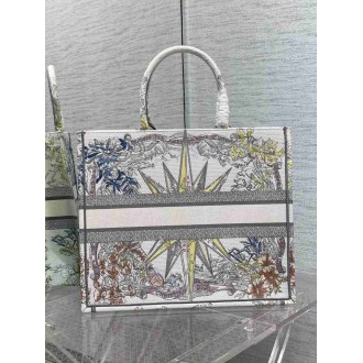 Dior Large Dior Book Tote In Multicolor Reve d'Infini Embroidery