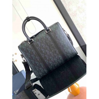 Dior Lingot Briefcase in Black CD Diamond Canvas