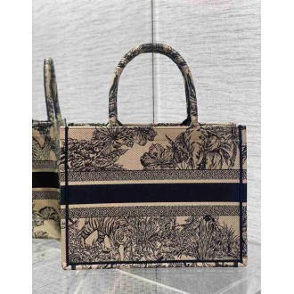 Dior Medium Book Tote Bag In Beige Toile de Jouy Voyage Embroidery