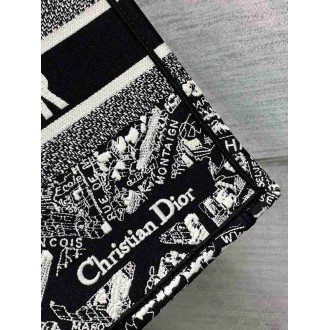 Dior Medium Book Tote Bag In Black Plan de Paris Embroidery
