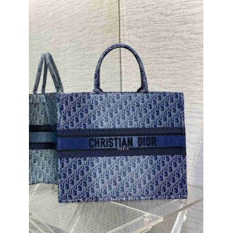 Dior Medium Book Tote Bag in Blue Denim Oblique Jacquard