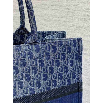 Dior Medium Book Tote Bag in Blue Denim Oblique Jacquard