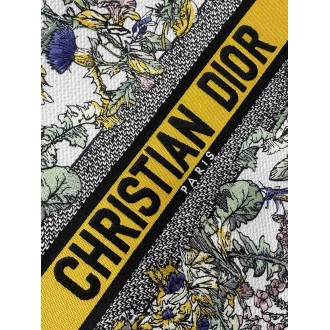 Dior Medium Book Tote Bag in Embroidery with Yellow Dior Chardons Motif