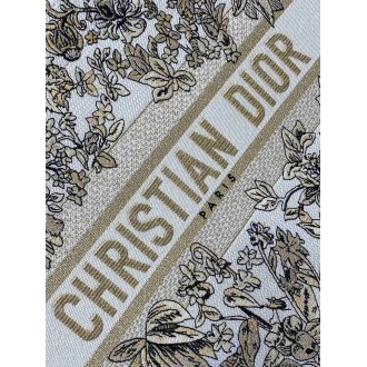Dior Medium Book Tote Bag in Gold Millefiori Unicorn Embroidery
