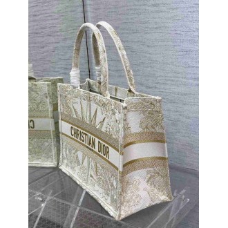 Dior Medium Book Tote Bag In Gold Reve d'Infini Embroidery