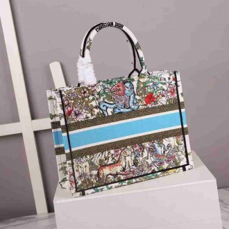 Dior Medium Book Tote Bag In Latte D-Constellation Embroidery